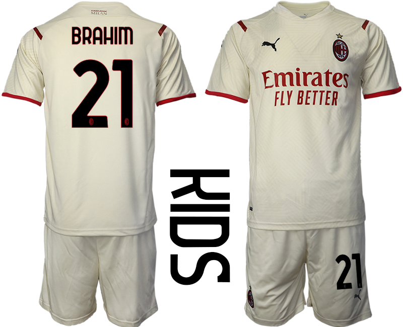 Youth 2021-2022 Club AC Milan away cream #21 Soccer Jersey->youth soccer jersey->Youth Jersey
